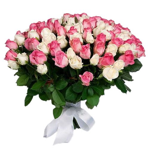 Фото товара 101 белая и розовая роза в Херсоне