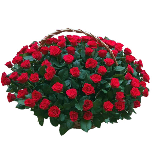 Фото товара 101 красная роза в корзине в Херсоне