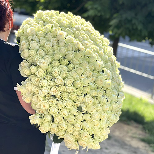 Огромный букет белых роз фото
