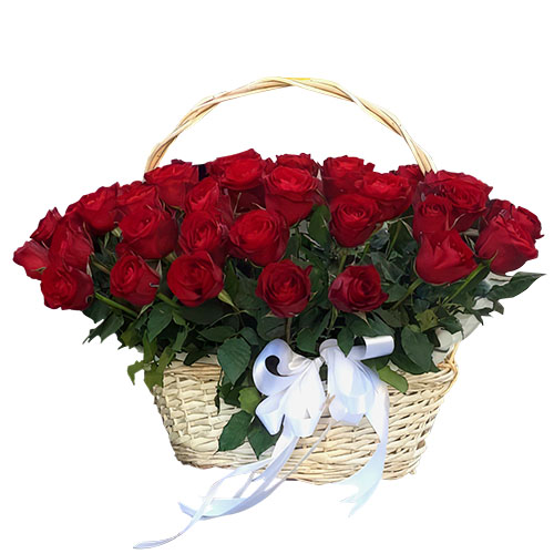 Фото товара 51 красная роза в корзине в Херсоне